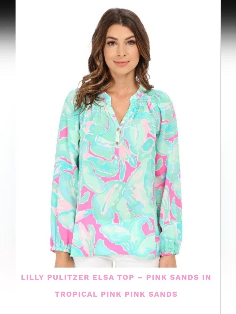 Lilly Pulitzer Elsa 100% Silk Top In Tropical Pink Sands Sz S